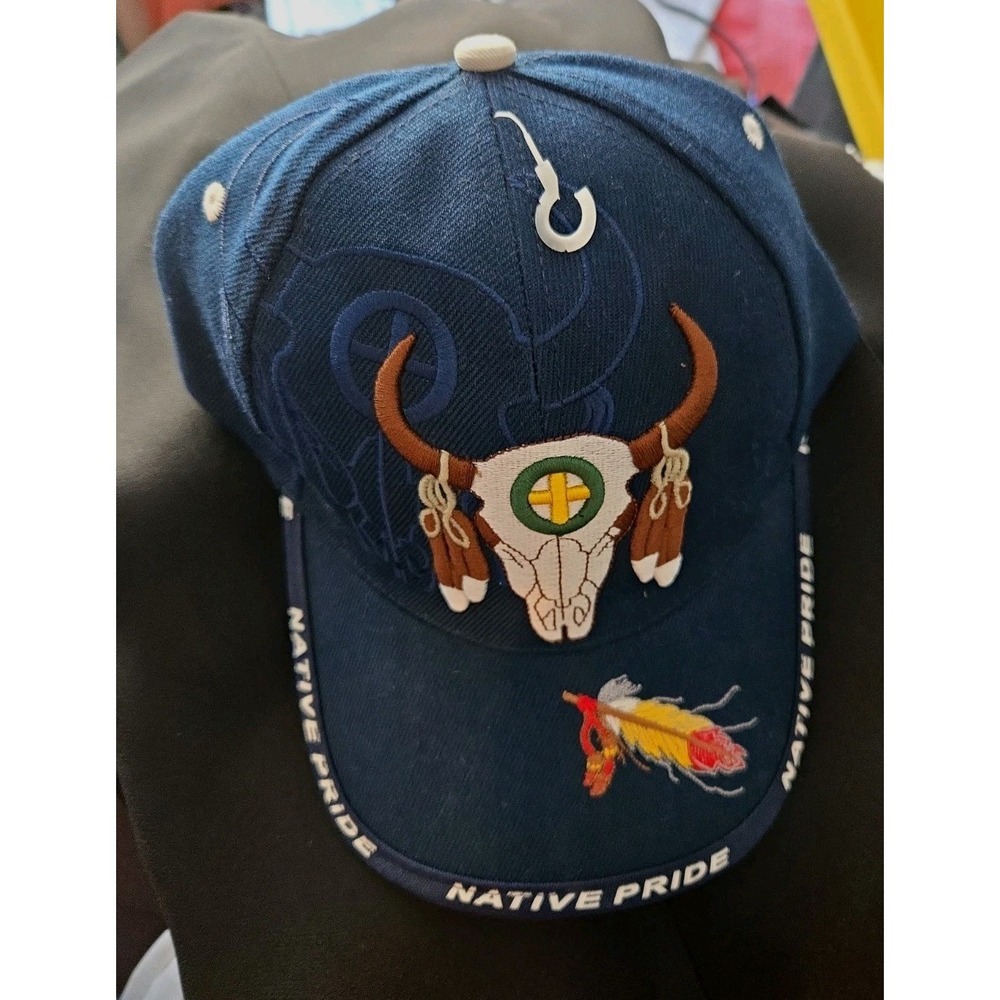 Native Pride Indian Buffalo Skull Dreamcatcher Shadow Polyester Black Cap New